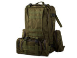 Taktisk ryggsäck 48,5 L grön med MOLLE, midjeväska och 2 sidofickor