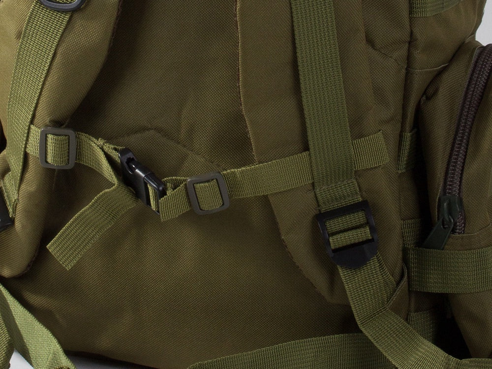 Taktisk ryggsäck 48,5 L grön med MOLLE, midjeväska och 2 sidofickor