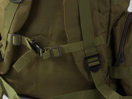 Taktisk ryggsäck 48,5 L grön med MOLLE, midjeväska och 2 sidofickor