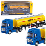 Tankbil modell 1:50 metall/ABS 29 cm blå hytt gul tank