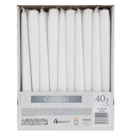 Taperljus vita 24,5x2,3 cm 40-pack paraffin, brinntid 7 h