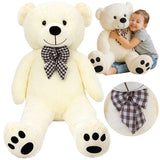 Teddybjörn 100 cm ecru plysch med rosett, 0+