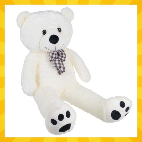 Teddybjörn 100 cm ecru plysch med rosett, 0+