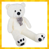 Teddybjörn 100 cm ecru plysch med rosett, 0+