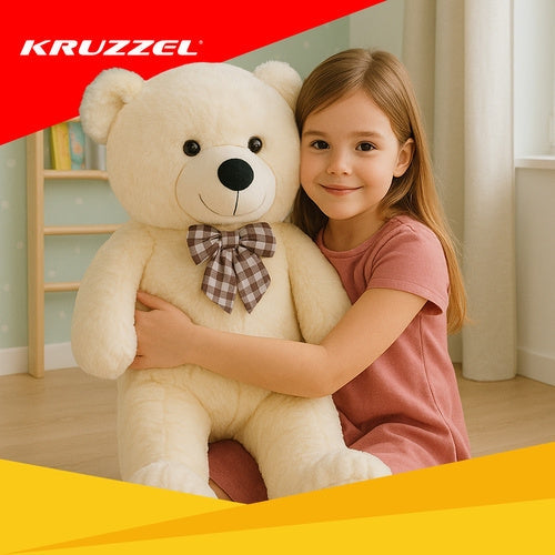 Teddybjörn 100 cm ecru plysch med rosett, 0+