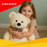Teddybjörn 100 cm ecru plysch med rosett, 0+
