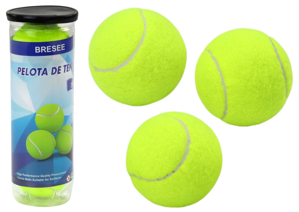 Tennisbollar 3-pack i tub neon gul Ø6,5 cm 50 g CE EN71