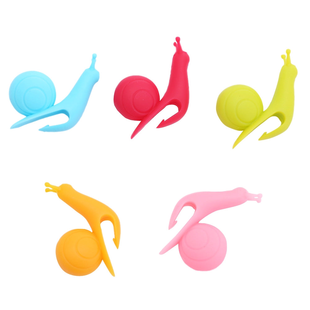 Tepåsehållare snigel i silikon 5-pack 4x1,5 cm slumpmässig färg