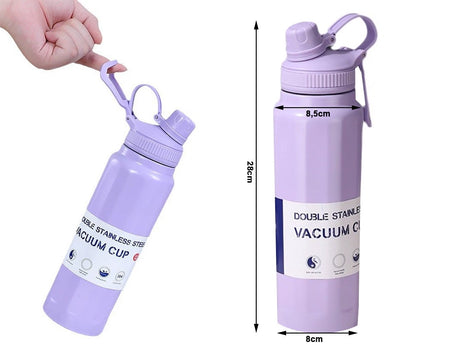 Termosflaska 700 ml rostfritt stål dubbelvägg med vikbart handtag