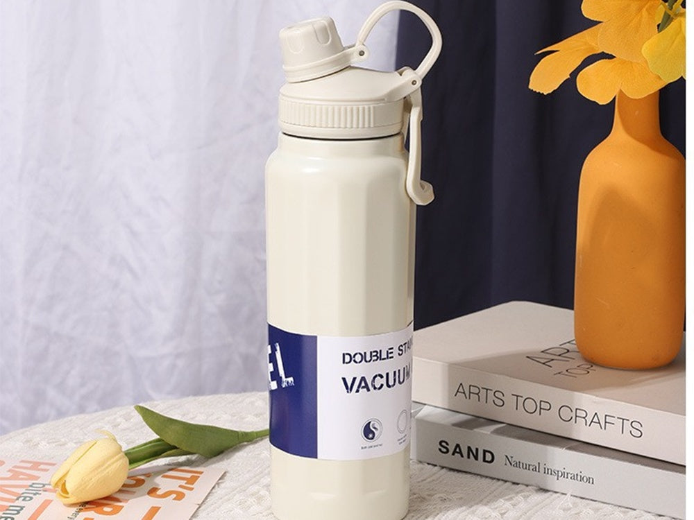 Termosflaska 700 ml rostfritt stål dubbelvägg med vikbart handtag