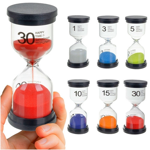 Timglas set 6-pack 1-30 min färgglada för barn 3+