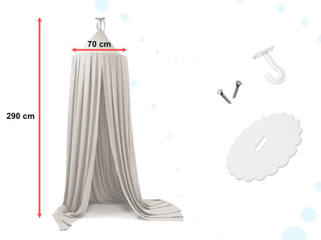 Tipi sängbaldakin för barn grå polyester 290 cm med monteringsset