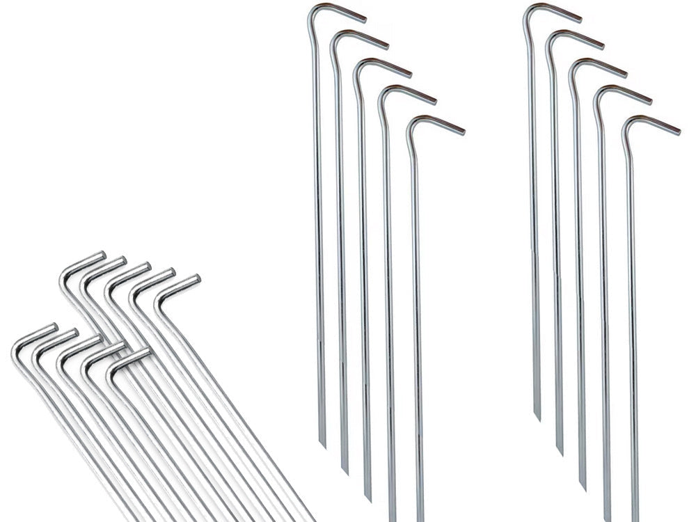 Tältpinnar i stål 31 cm 10-pack silver