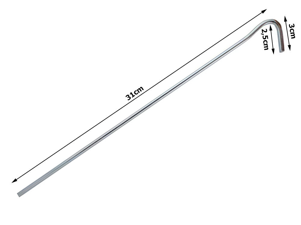 Tältpinnar i stål 31 cm 10-pack silver