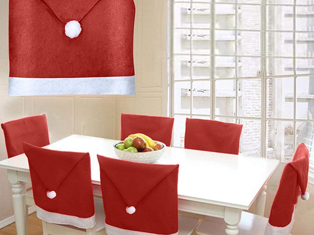 Tomteluvor till stolar stolsöverdrag röd 6-pack 50x68 cm