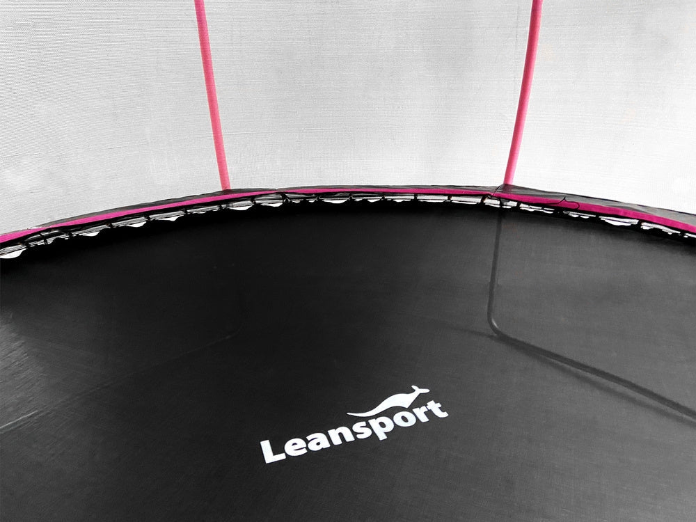 Trampolin 487 cm 16ft med säkerhetsnät 180 cm och stege svart/rosa
