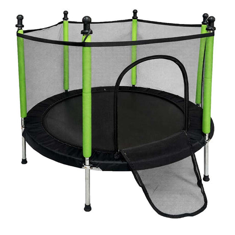 Trampolin för barn 140 cm med säkerhetsnät, 10 bollar, 150 kg
