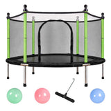 Trampolin för barn 140 cm med säkerhetsnät, 10 bollar, 150 kg