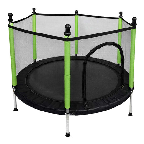 Trampolin för barn 140 cm med säkerhetsnät, 10 bollar, 150 kg