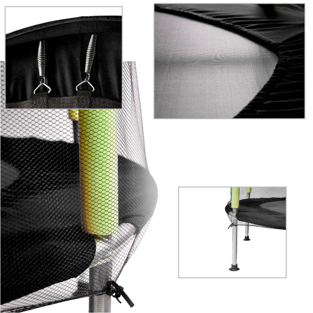 Trampolin för barn 140 cm med säkerhetsnät, 10 bollar, 150 kg