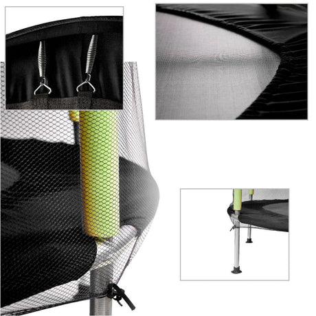 Trampolin för barn 140 cm med säkerhetsnät, 10 bollar, 150 kg