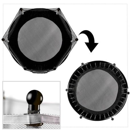 Trampolin för barn 140 cm med säkerhetsnät, 10 bollar, 150 kg