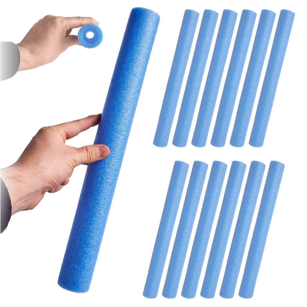 Trampolinstolpskydd skum 12-pack 41 cm blå, passar de flesta trampoliner
