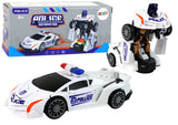 Transformers leksaksbil 2-i-1 polisbil till robot med ljus & ljud vit