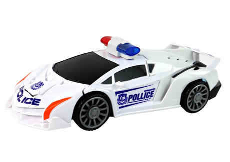 Transformers leksaksbil 2-i-1 polisbil till robot med ljus & ljud vit