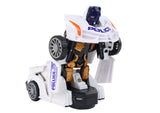 Transformers leksaksbil 2-i-1 polisbil till robot med ljus & ljud vit