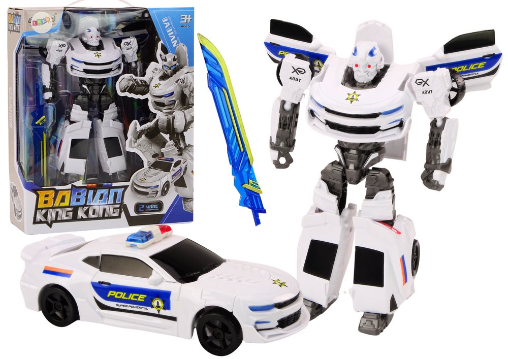 Transformers leksaksbil polisbil som blir robot 2-i-1 23,5 cm