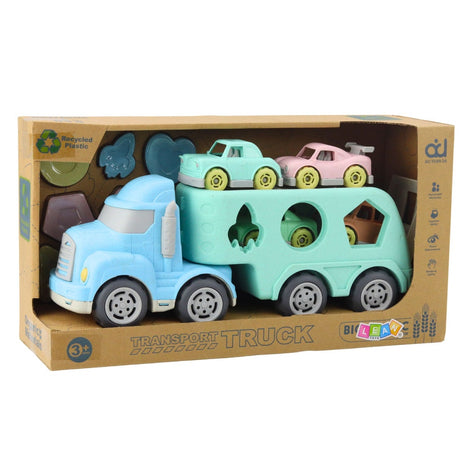 Transportbil leksak med formsorterare och små bilar, återvunnen plast