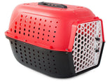 Transportbur hund/katt i plast 48x32x30 cm med låsbar dörr, röd