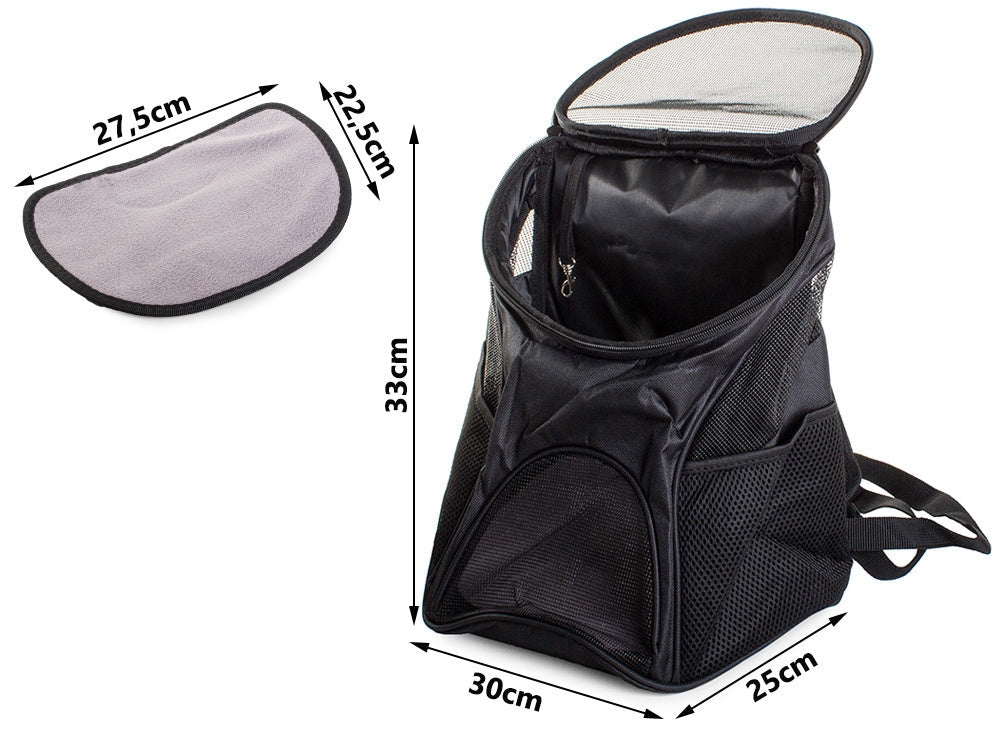 Transportryggsäck hund/katt nylon svart 33x30x25 cm max 10 kg