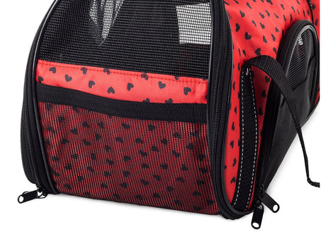 Transportväska hund/katt 41x23x27 cm med insats, röd