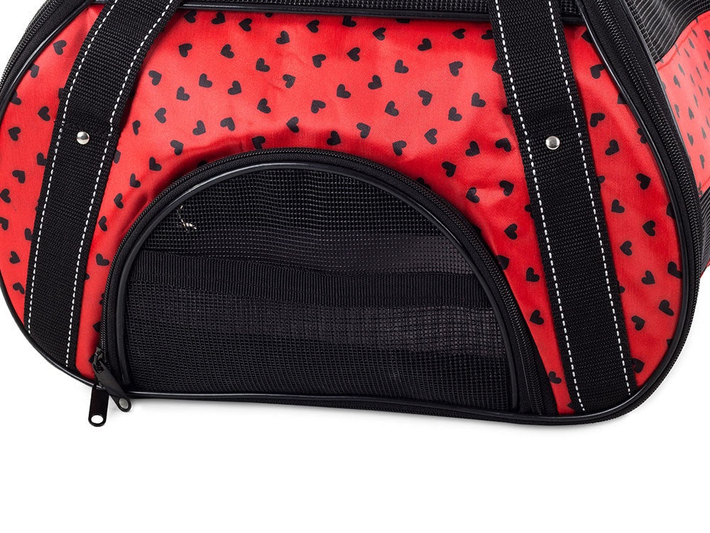 Transportväska hund/katt 41x23x27 cm med insats, röd
