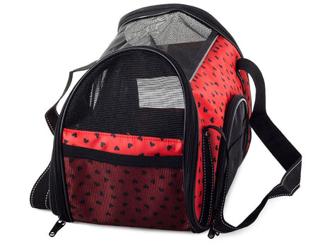 Transportväska hund/katt 41x23x27 cm med insats, röd