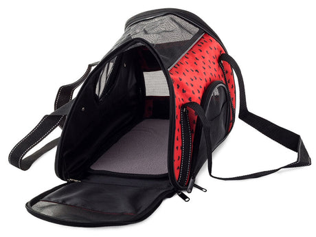 Transportväska hund/katt 41x23x27 cm med insats, röd