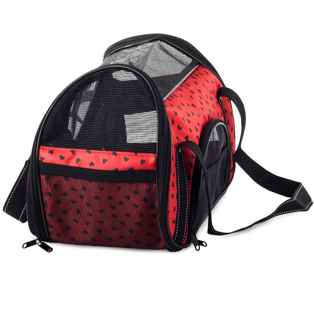 Transportväska hund/katt 41x23x27 cm med insats, röd