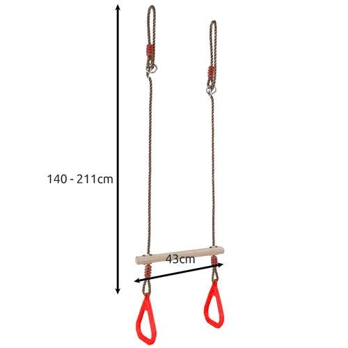 Trapezgunga för barn med justerbara rep 140-211 cm max 100 kg