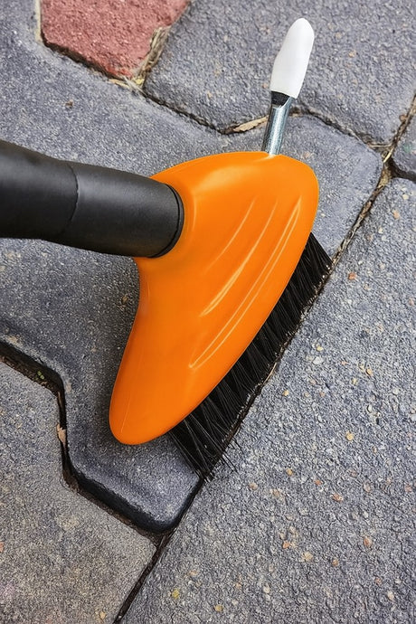 Trådborste för fogrengöring med skrapa, stålborst, plasthandtag