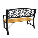 Trädgårdsbänk 2-sits metall/furu med ryggstöd 118x51,5x87 cm