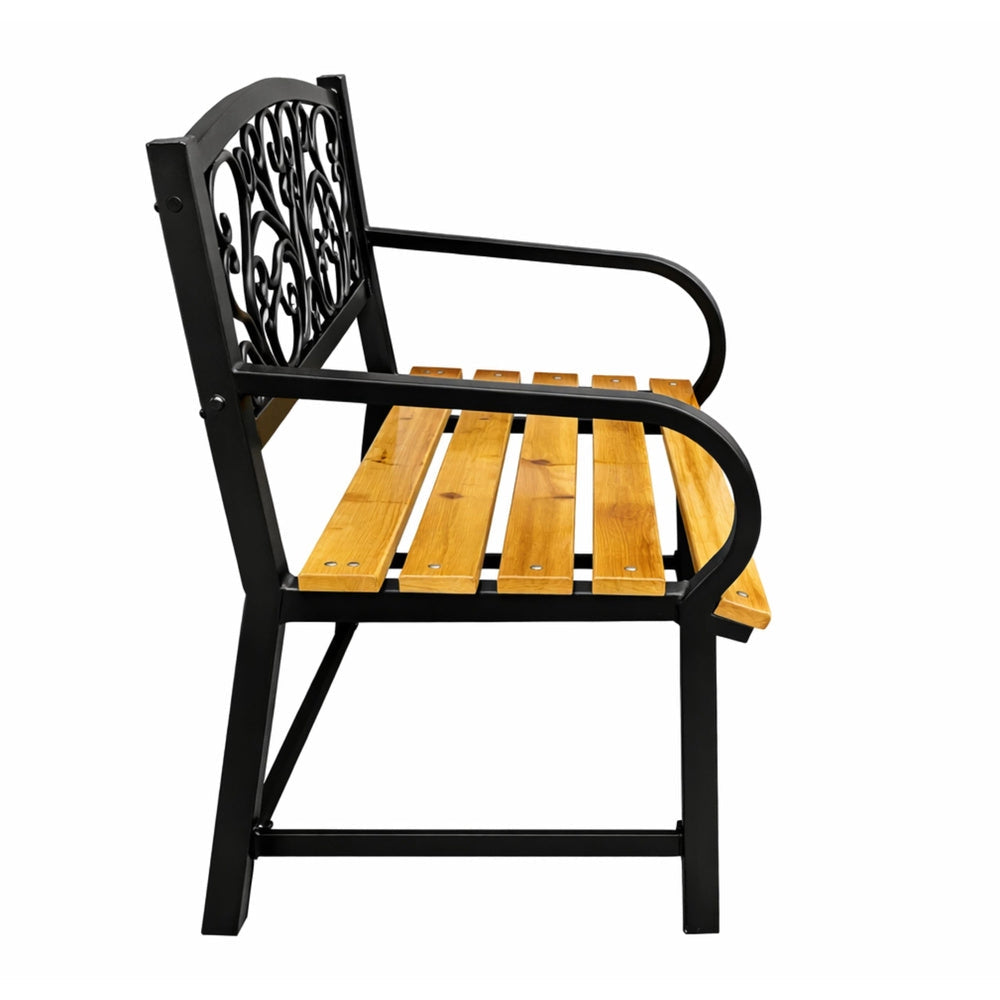 Trädgårdsbänk 2-sits metall/furu med ryggstöd 118x51,5x87 cm