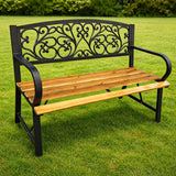 Trädgårdsbänk 2-sits metall/furu med ryggstöd 118x51,5x87 cm