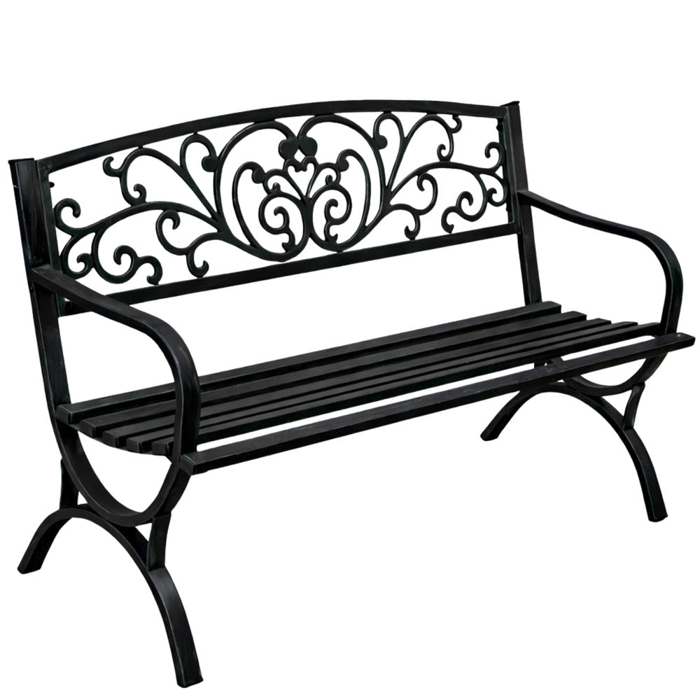 Trädgårdsbänk i metall 2-sits 127x60x85 cm max 220 kg