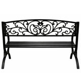 Trädgårdsbänk i metall 2-sits 127x60x85 cm max 220 kg
