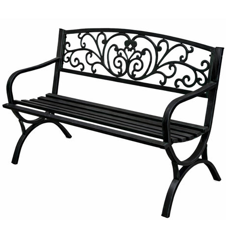 Trädgårdsbänk i metall 2-sits 127x60x85 cm max 220 kg