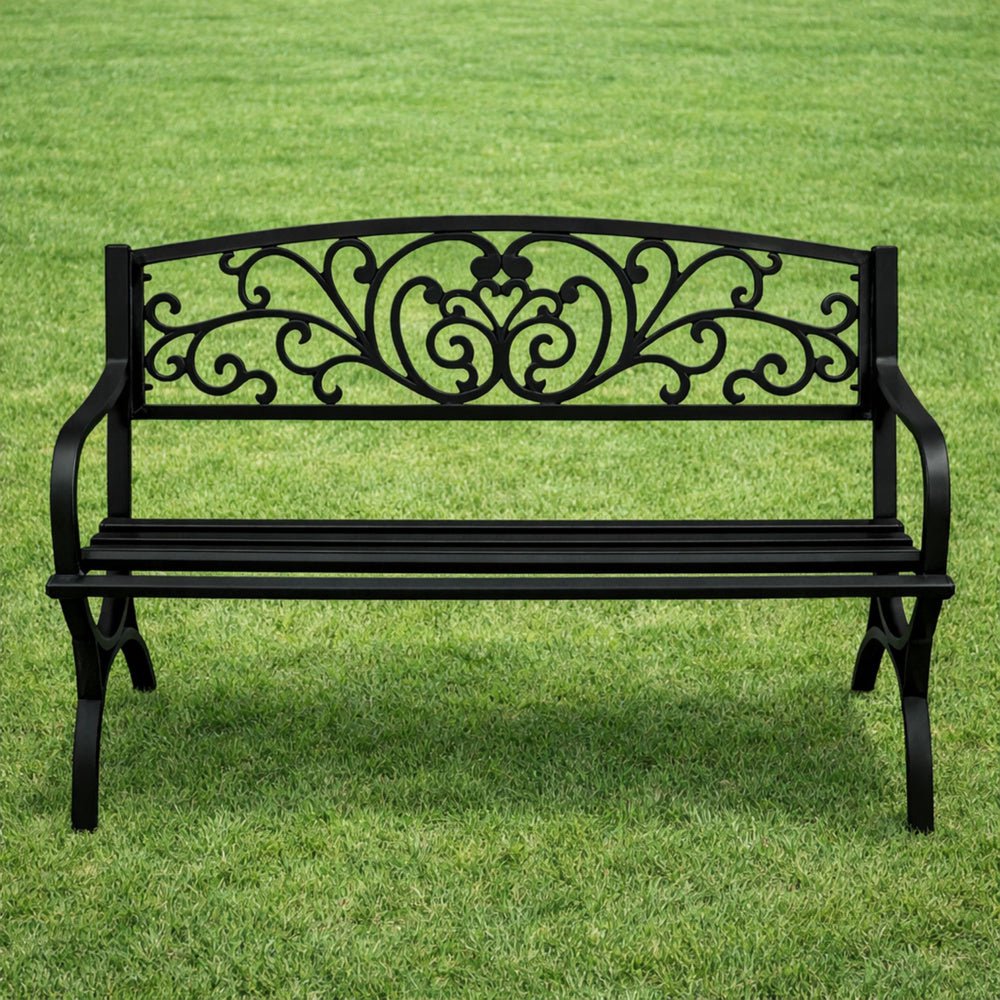 Trädgårdsbänk i metall 2-sits 127x60x85 cm max 220 kg