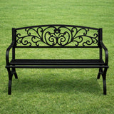 Trädgårdsbänk i metall 2-sits 127x60x85 cm max 220 kg