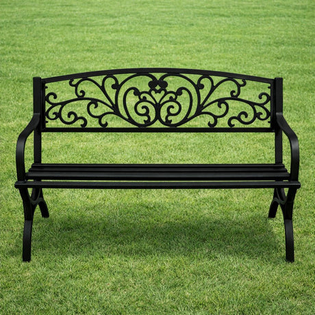 Trädgårdsbänk i metall 2-sits 127x60x85 cm max 220 kg